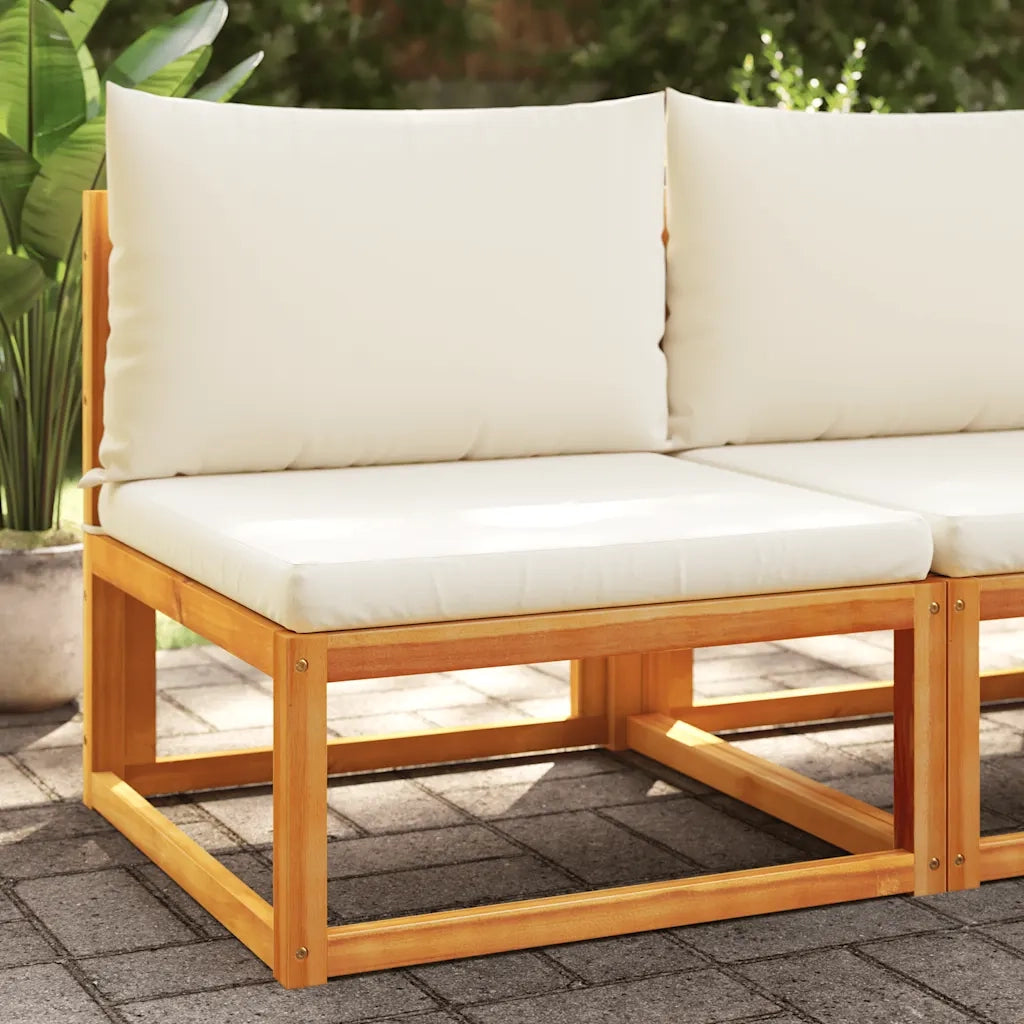 Divano da giardino senza braccioli con cuscini in legno di acacia e corda 4008165