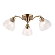 Plafoniera vintage HANSEN ottone anticato 3xE14 Endon