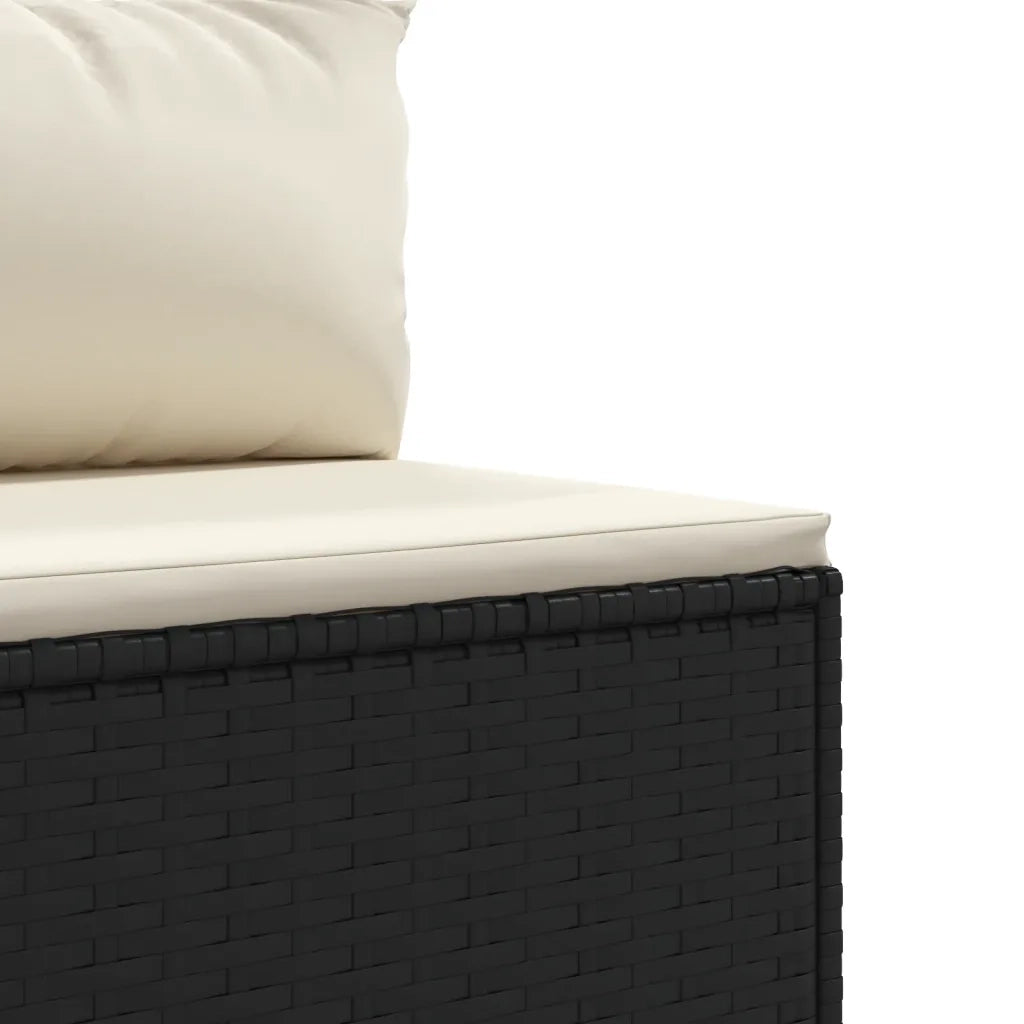 Set Divani da Giardino 5 pz | Set Salotto da Giardino con Cuscini Nero in Polyrattan