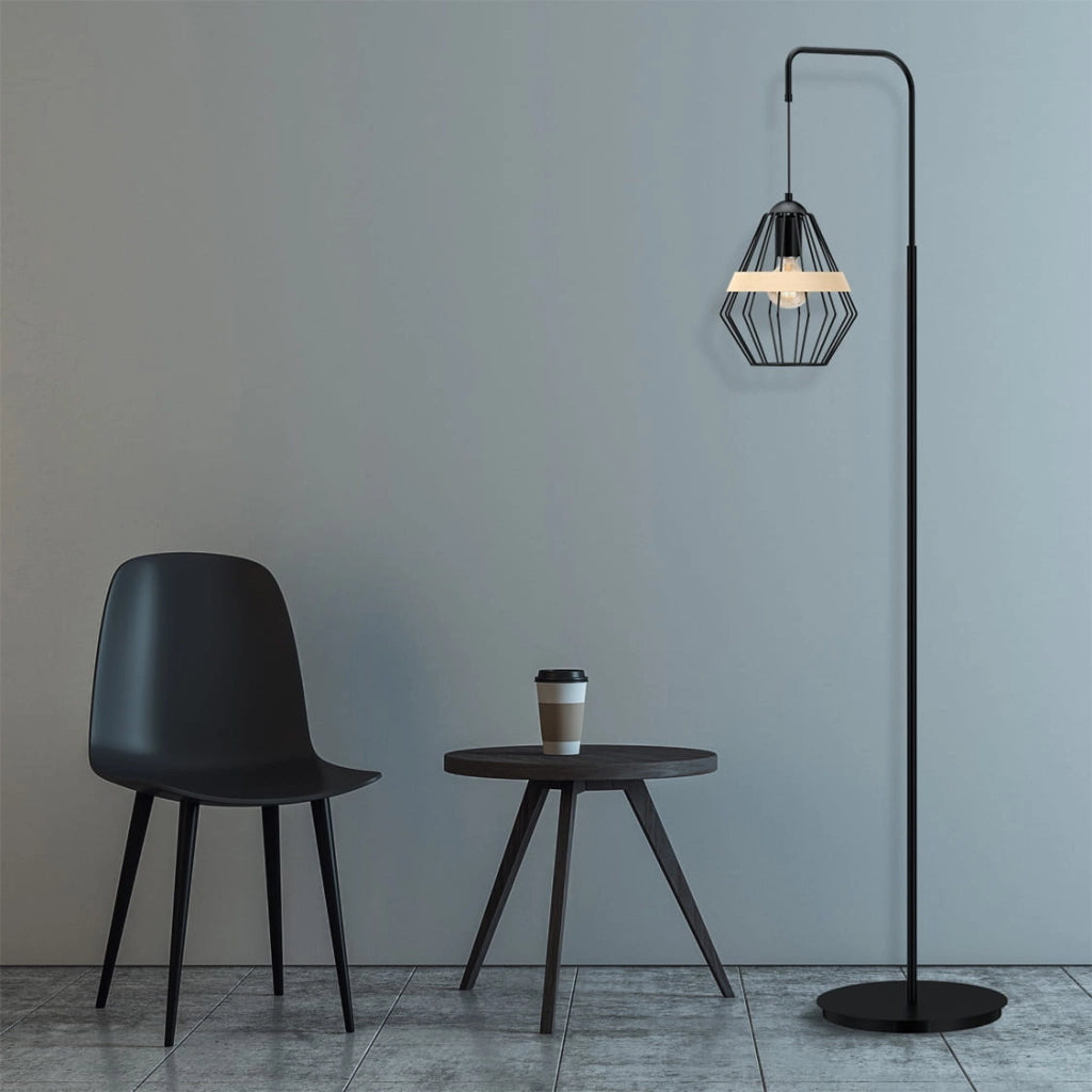 Lampada da terra Cliff nero/legno E27 60W Milagro MLP5528