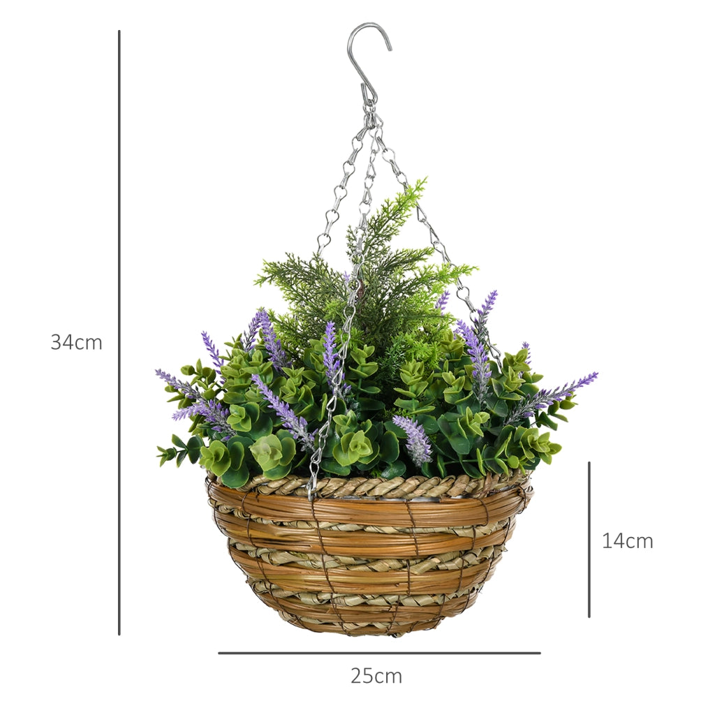 Set 2 Vasi Sospesi Fiori Artificiali Lisianthus ¨C Xylo ¨C Viola