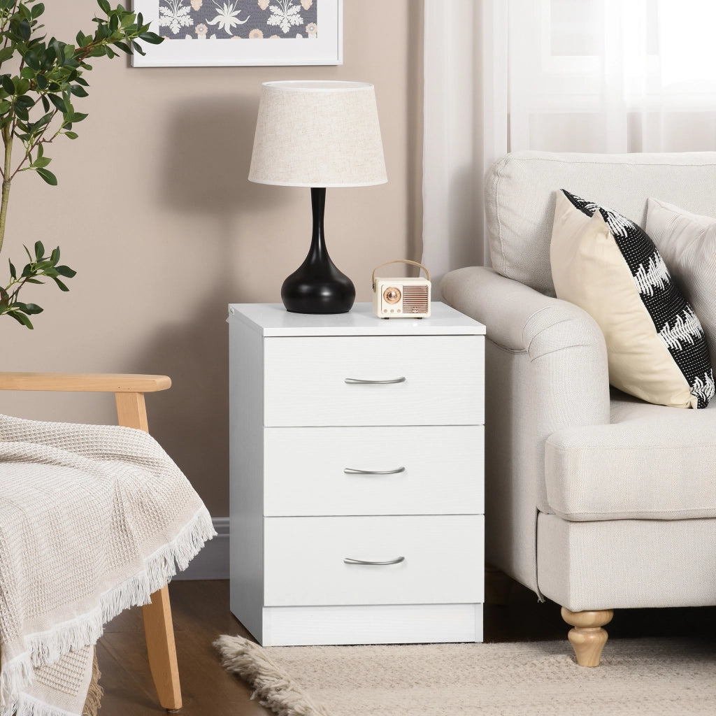 Comodino con 3 Cassetti ¨C Minimal ¨C Bianco 40x35x58 cm