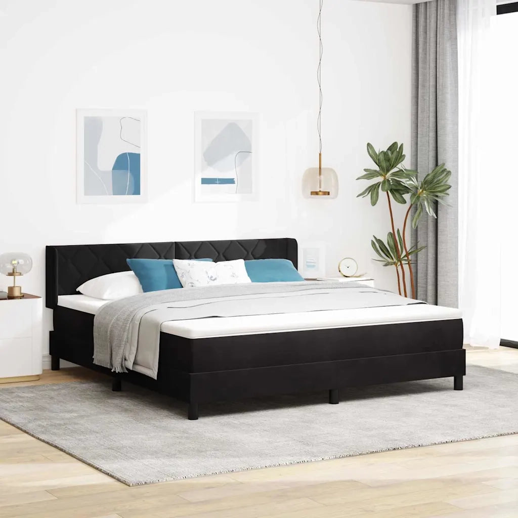 Letto a molle con testiera Nero 200 x 180 cm Velluto 3341536