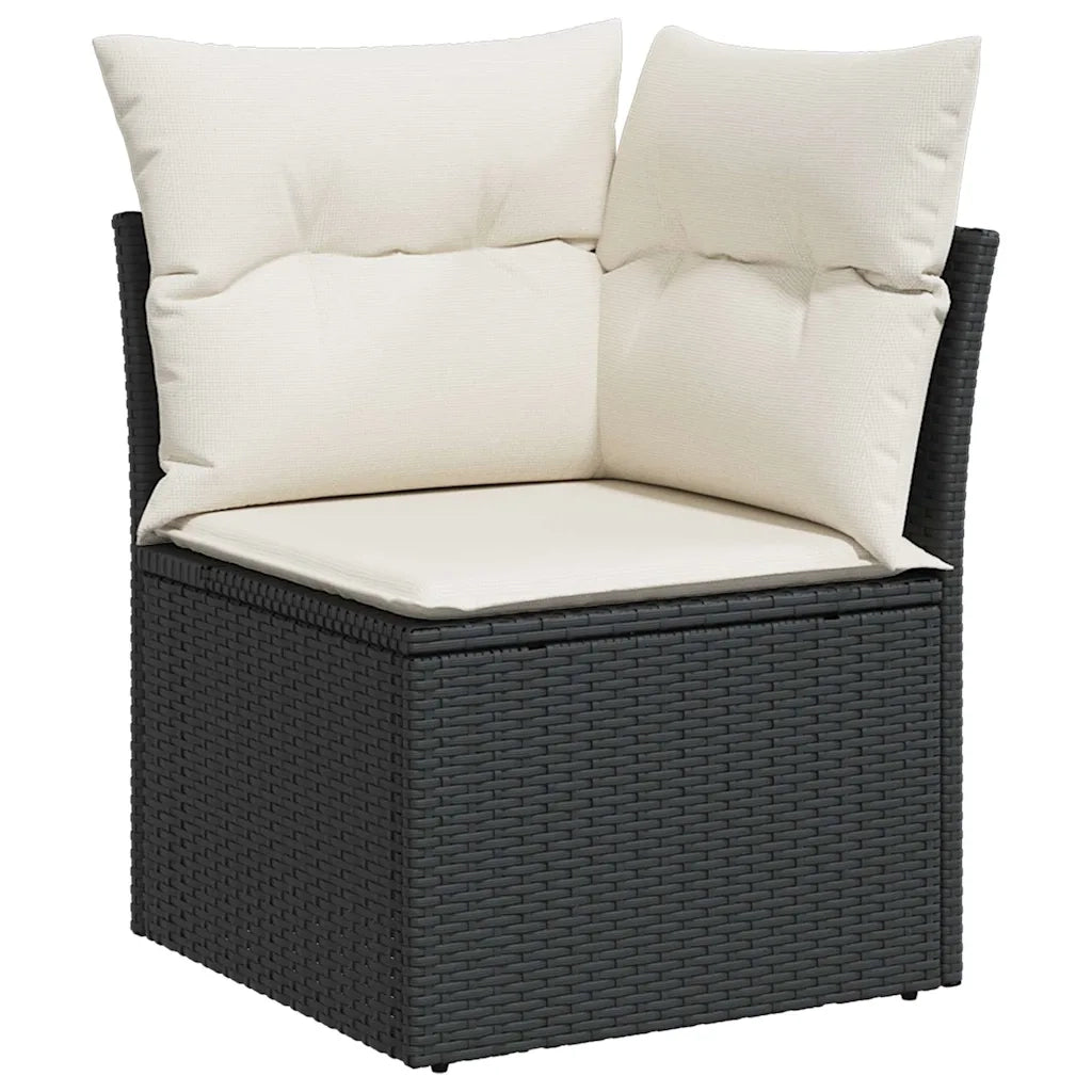 Set Divano da Giardino 6 pz con Cuscini Nero in Polyrattan 3222535