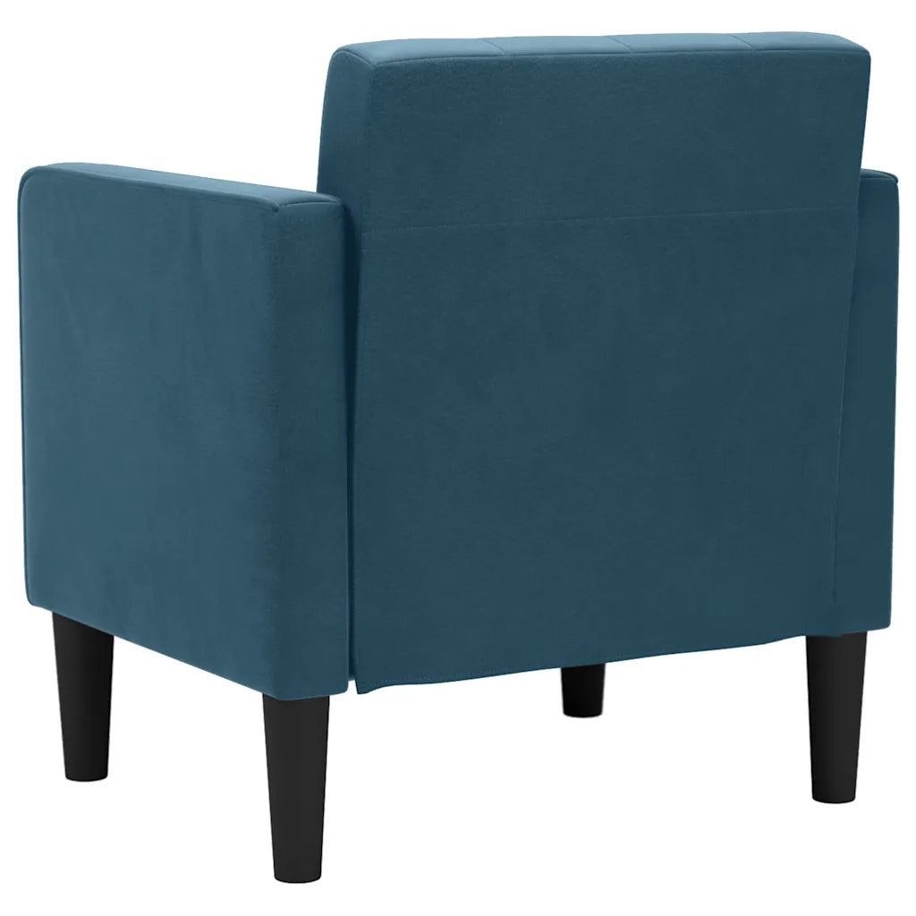 Divano Poltrona | Sedia con Braccioli Blu 53 cm in Velluto