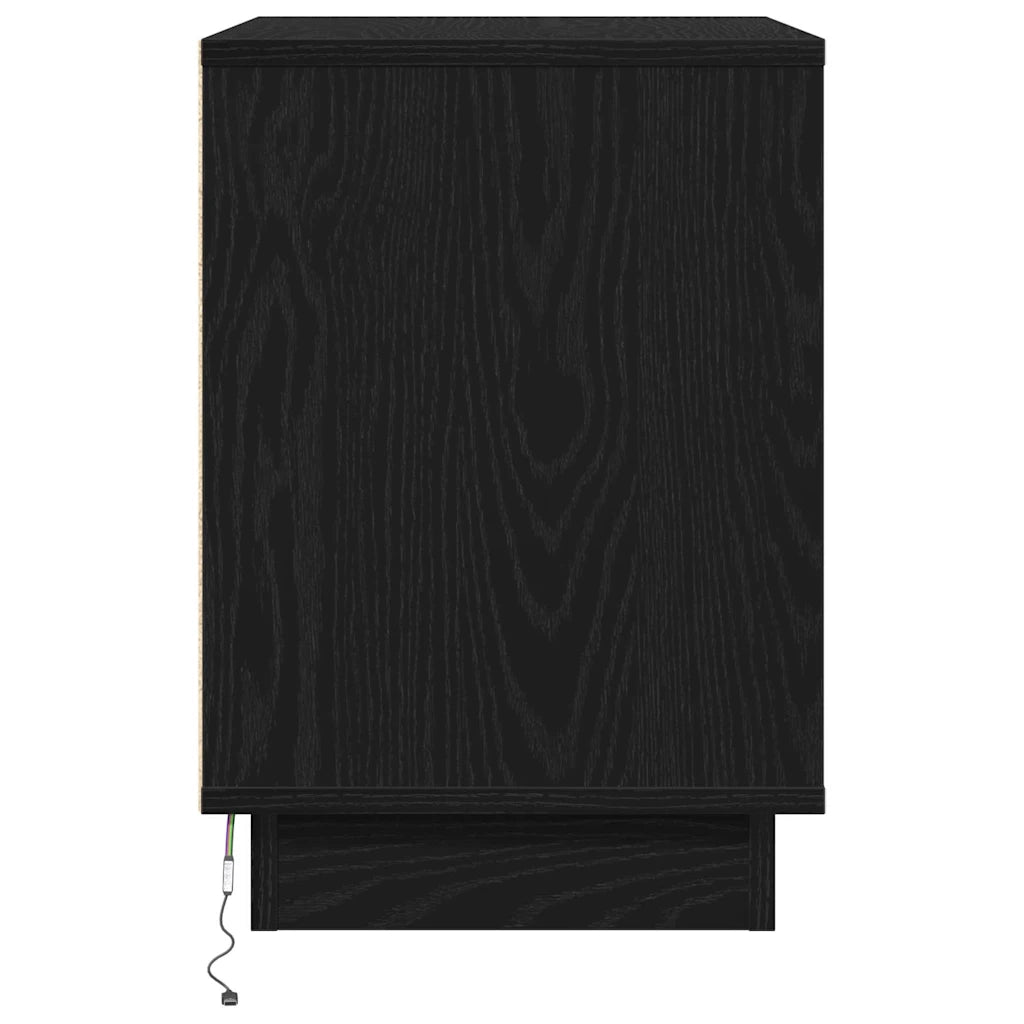 Comodino | Armadio da Notte | Mobiletto da notte con cassetto Rovere Nero 50 x 34,5 x 50 cm.