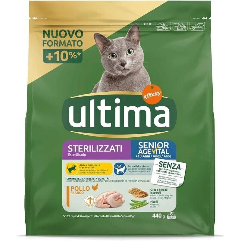 ULTIMA CROCCHETTE PER GATTO SENIOR 10+ ANNI 440 GR GUSTO POLLO PER GATTI STERILIZZATI
