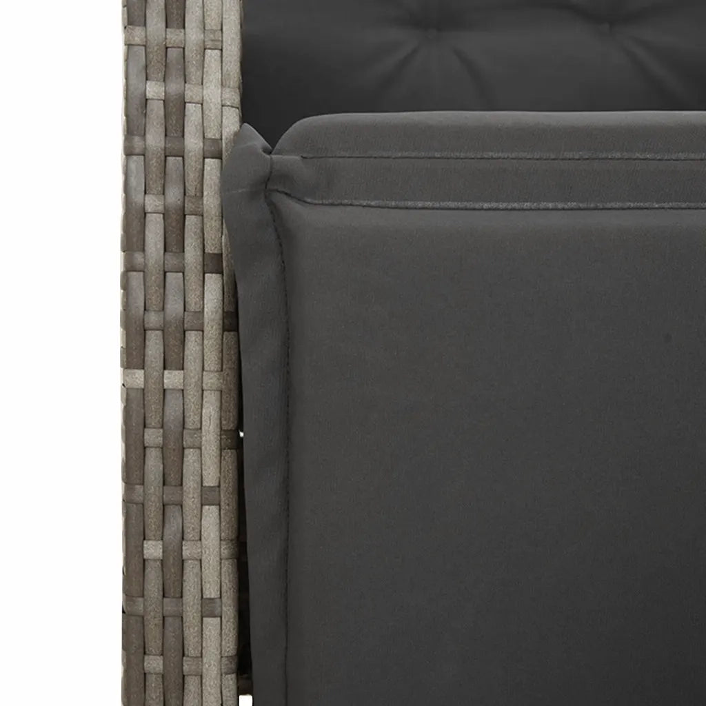 Set da Pranzo da Giardino 9 pz con Cuscini in Polyrattan Grigio