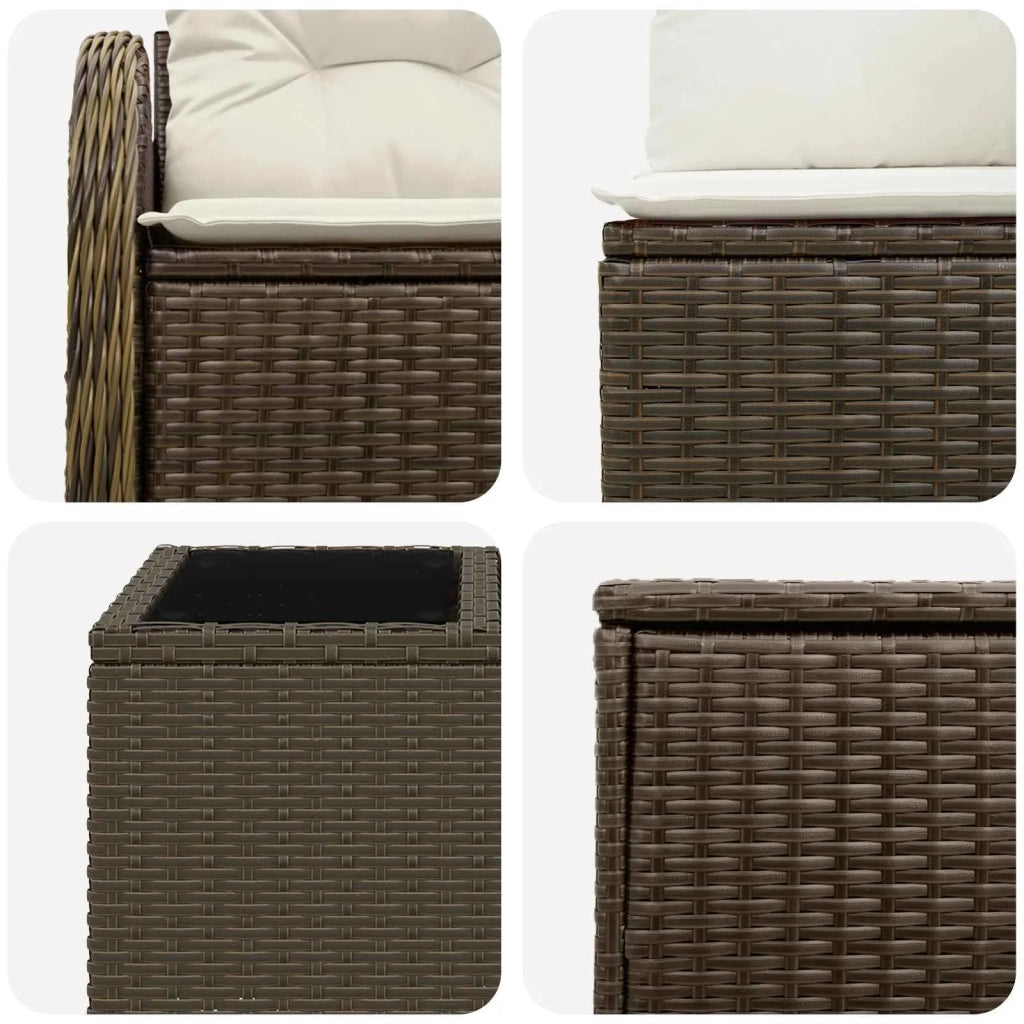 Set di divani 8 pz Marrone e Bianco Crema 3448056
