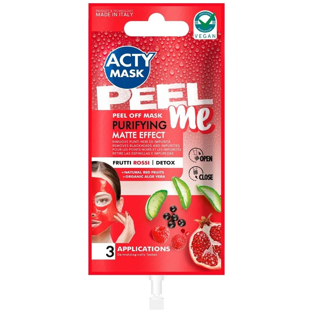 Trade Shop - Set 3pz Maschera Peel Off Effetto Opacizzante Purificante Frutti Rossi Detox 15ml 167592iev -