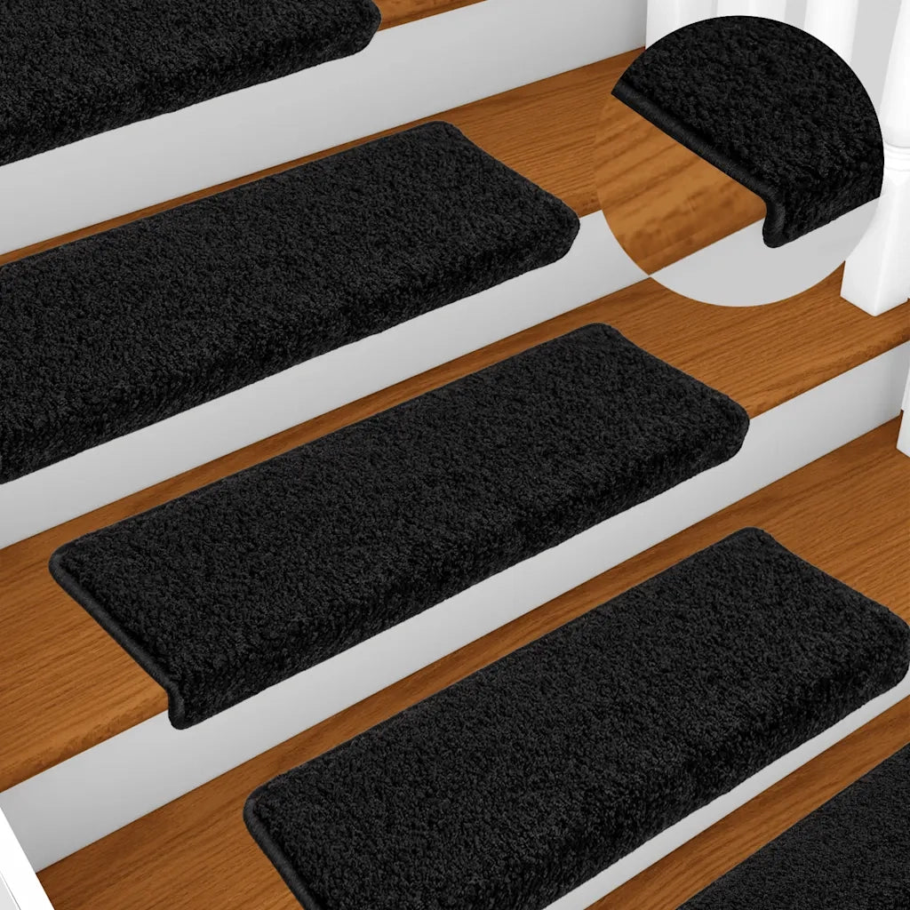 Tappetini per scale 20 pz | Gradini per Scale 65x21x4 cm Nero Bordo rettangolare