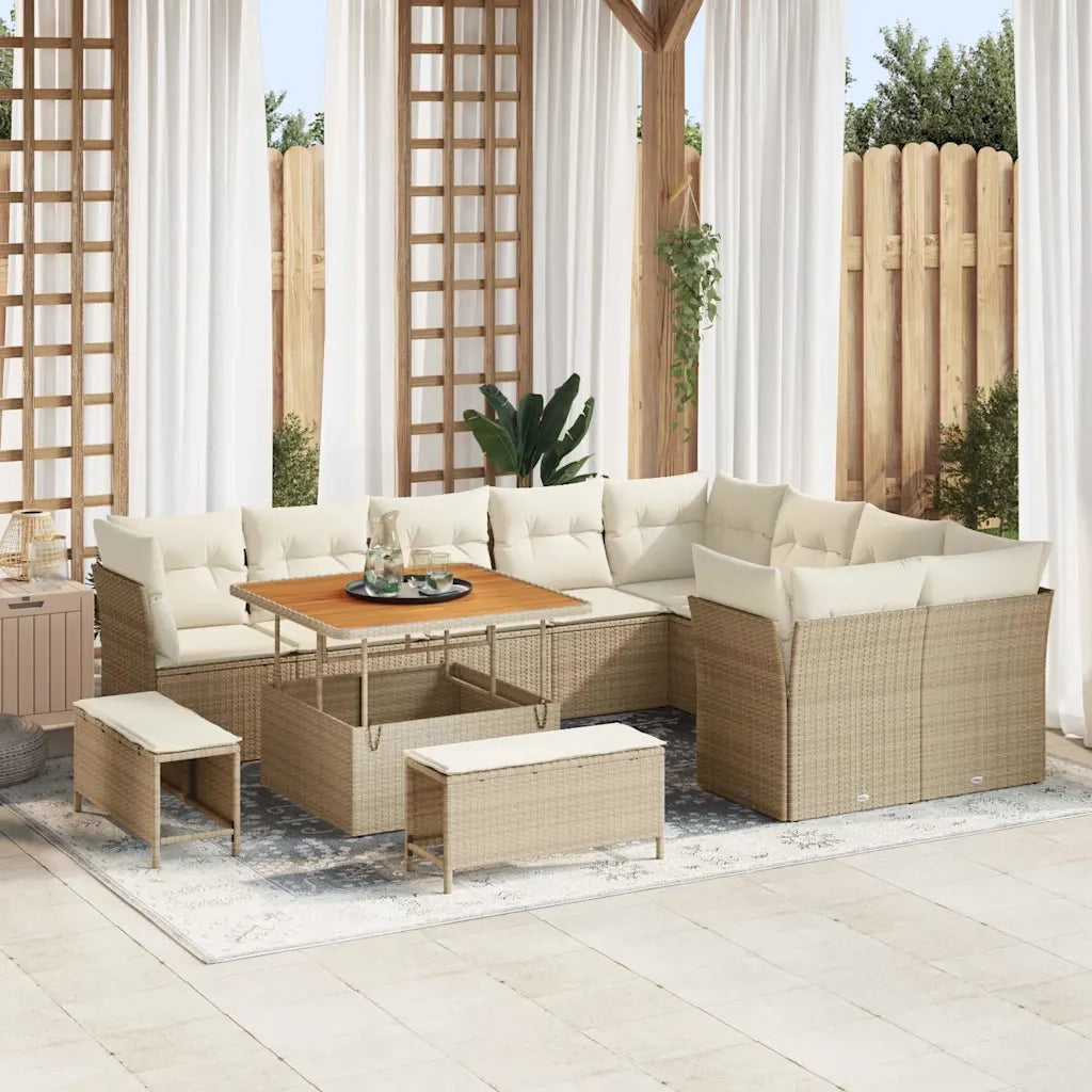 Set Divano da Giardino 12 pcs Beige polyrattan 3361516