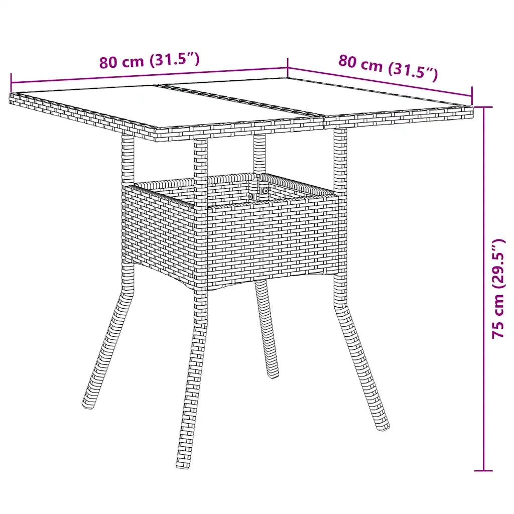 Set da Pranzo da Giardino 5 pz con Cuscini Polyrattan e Vetro 3278708