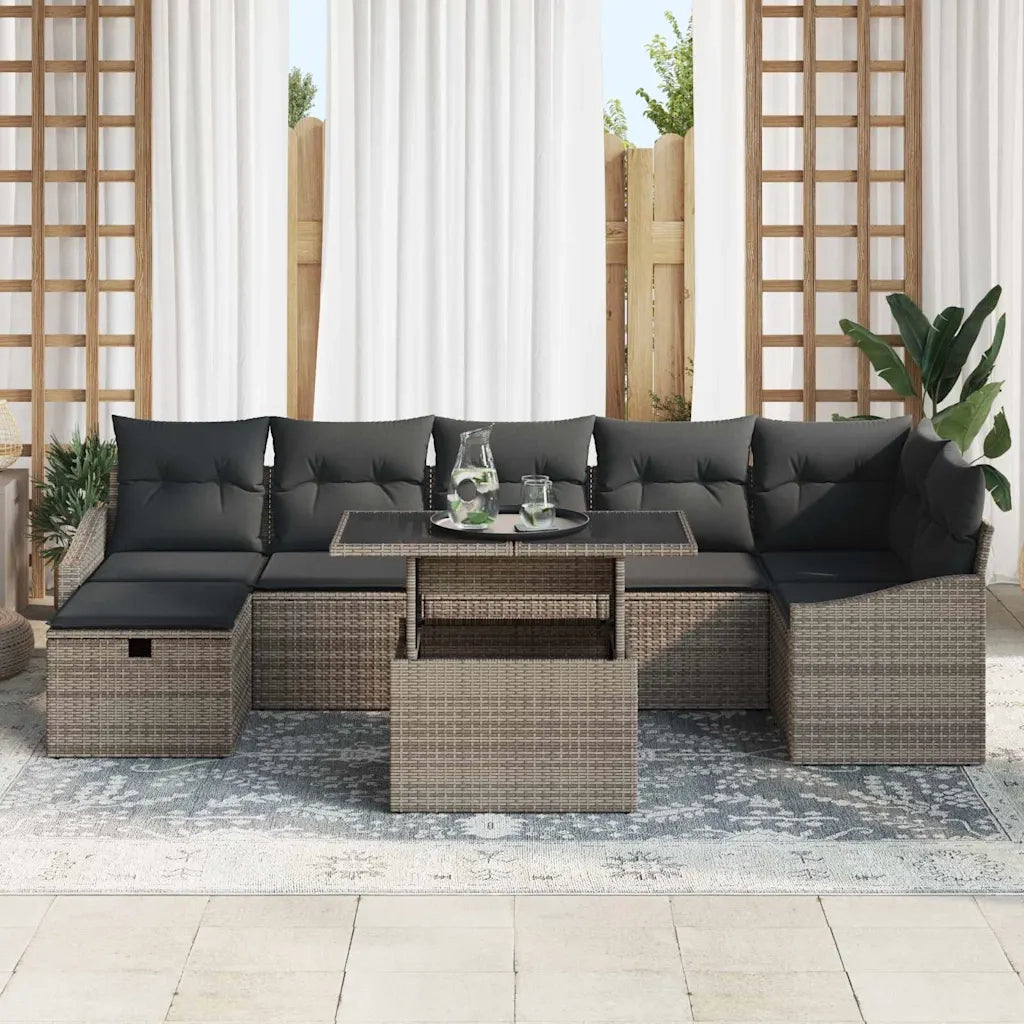 Set Divano da Giardino 8 pcs Grigio polyrattan 3361178