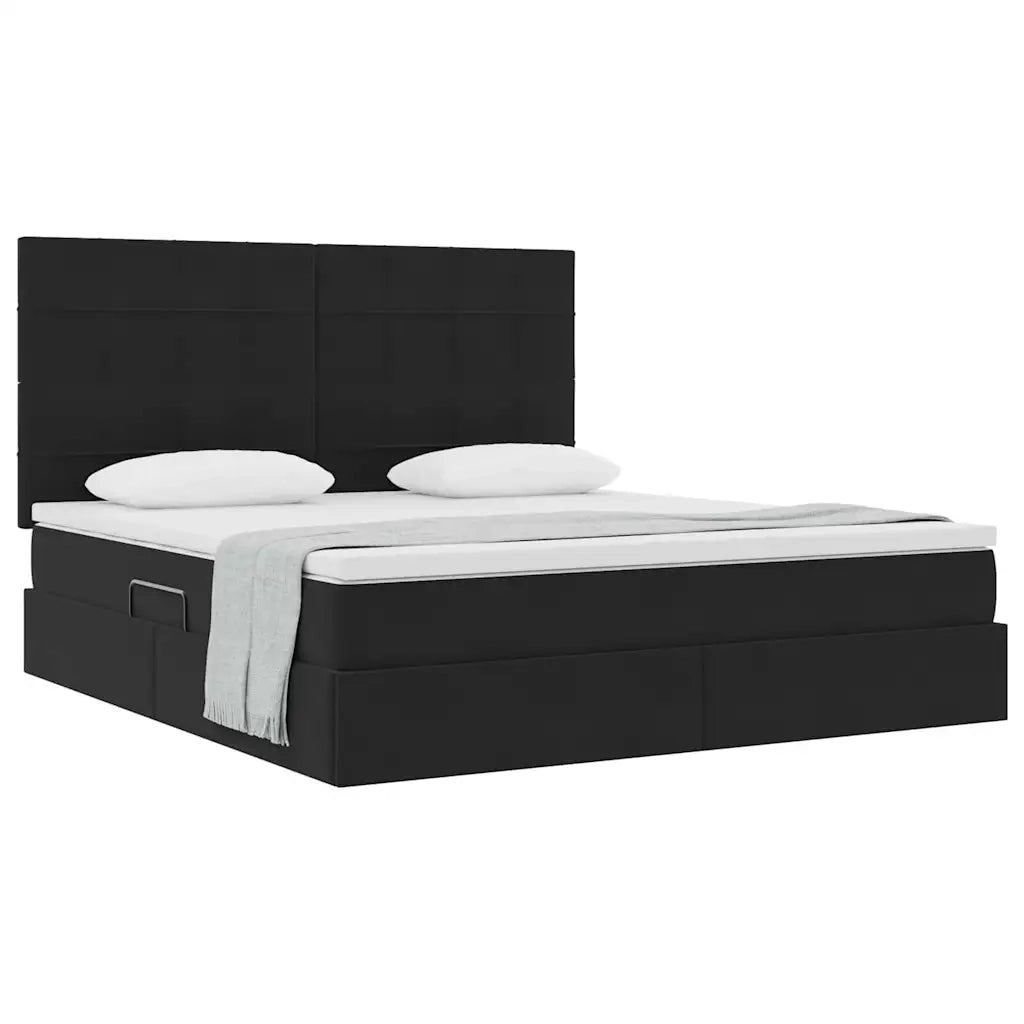 Letto con contenitore e materasso Nero 180 x 200 cm Velluto