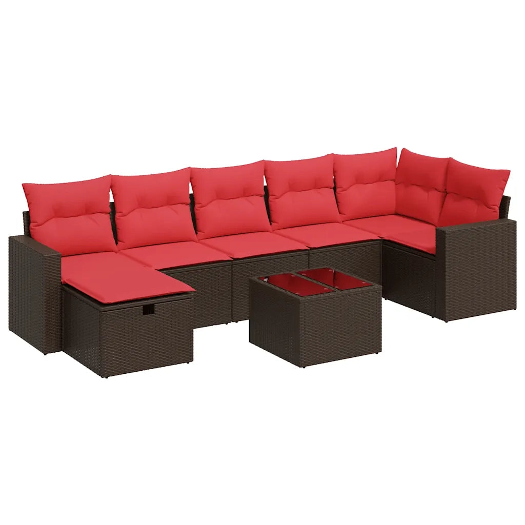 Set Divani da Giardino 8 pz con Cuscini Marrone in Polyrattan 3325420