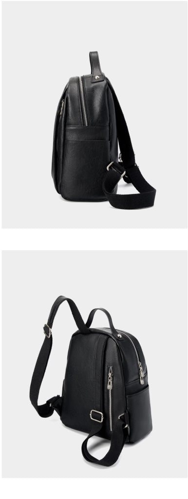 Zaino da donna in vera pelle nera