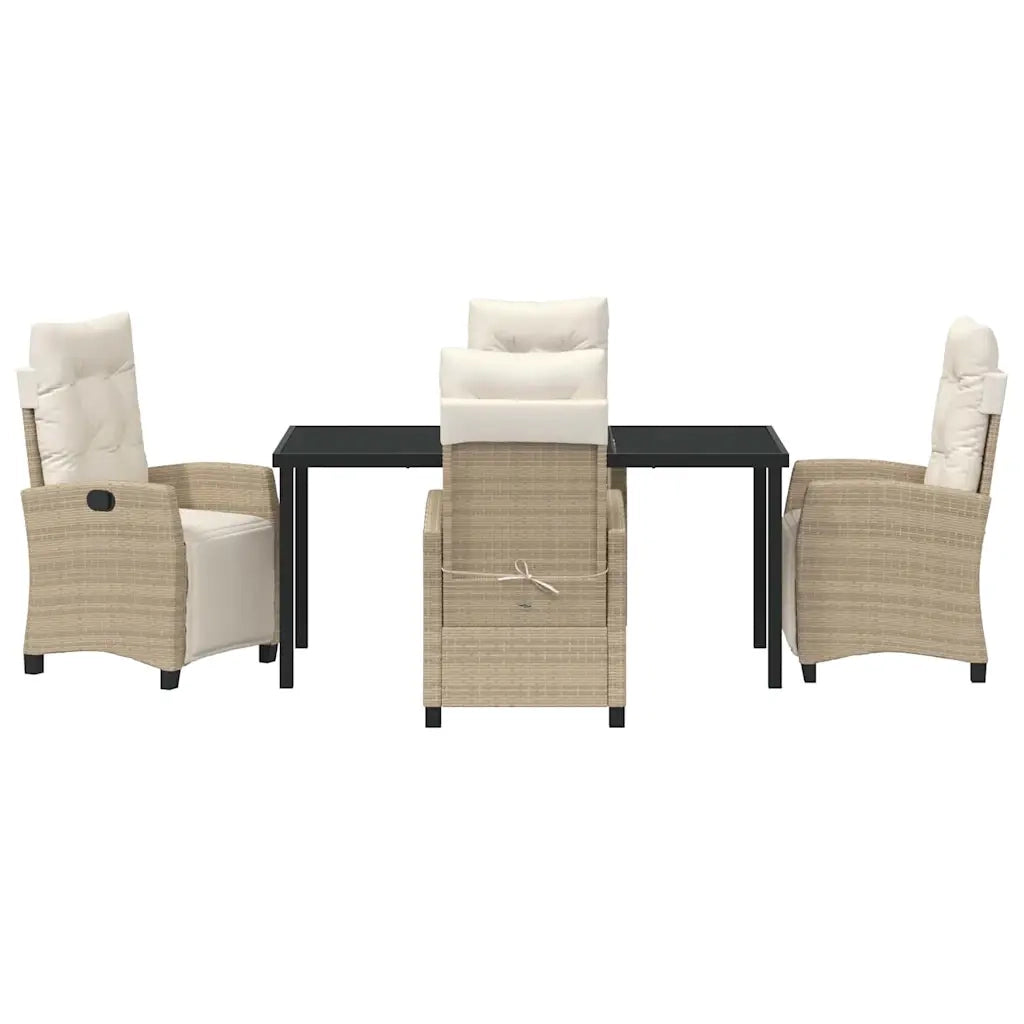 Set da Pranzo per Giardino con cuscino 5 pcs Beige polyrattan