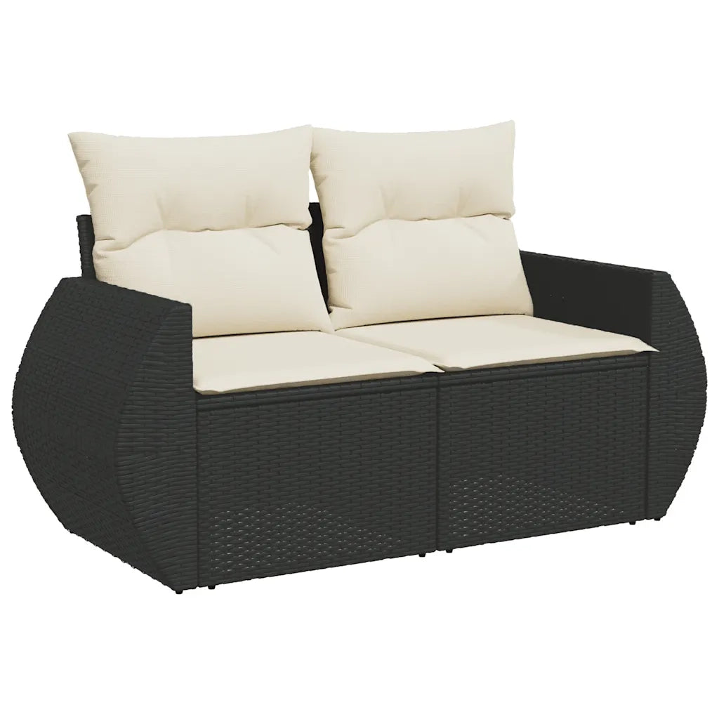 Set Divano da Giardino 6 pz con Cuscini Nero in Polyrattan 3326617
