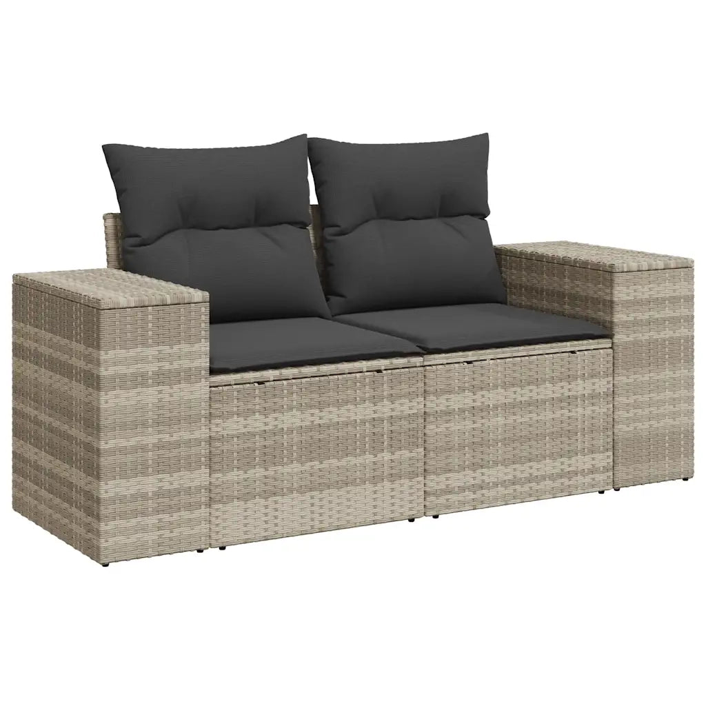 Set Divani da Giardino 7pz con Cuscini Grigio Chiaro Polyrattan 3222811