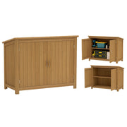 Armadio da giardino in legno ¨C Xylo ¨C 2 ante, 2 ripiani, tetto inclinato, 110x50x85 cm, marrone