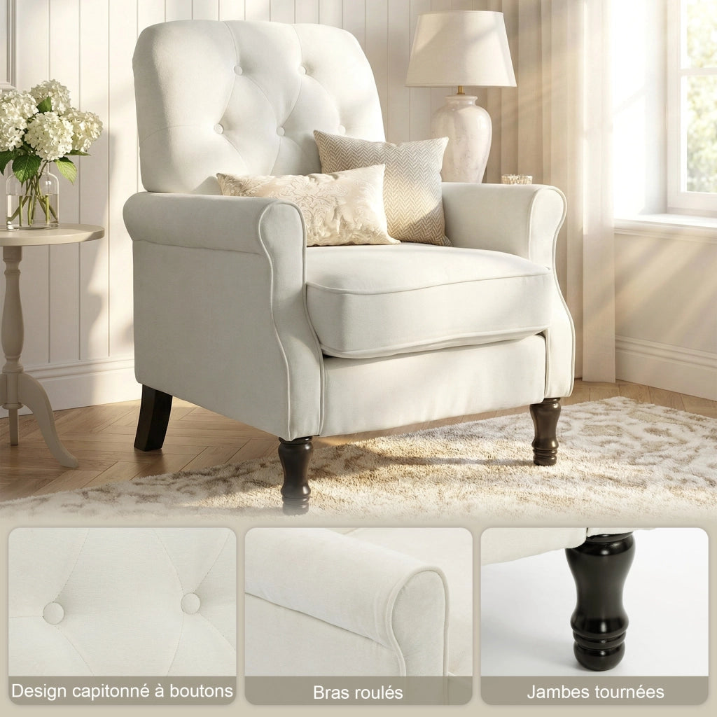 Poltrona ¨C Minimal ¨C crema, tessuto, 69x75x90cm