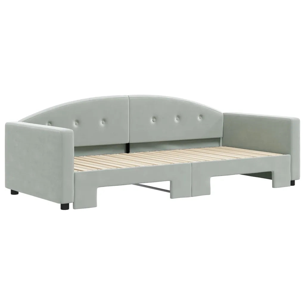 Divano Letto con Letto Estraibile Grigio Chiaro 90x200 Velluto 3197301