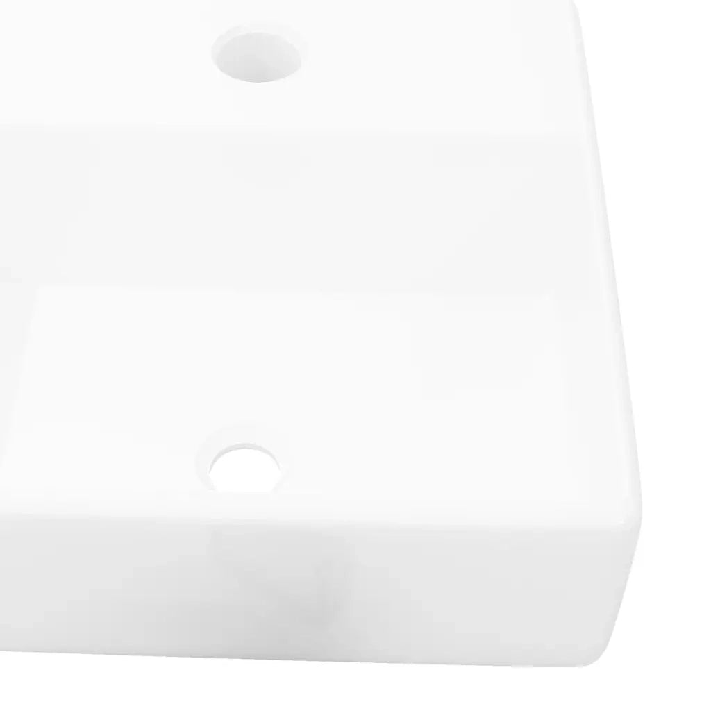 Lavandino Bagno in Ceramica Bianca Quadrato con Foro Rubinetto  cod mxl 53563