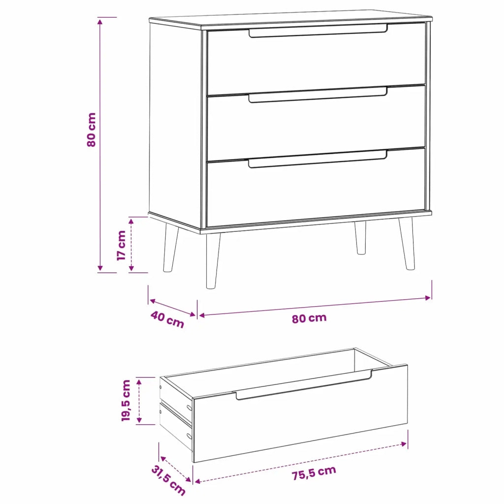 Cassettiera MOLDE Caramello 80 x 40 x 80 cm 42020936