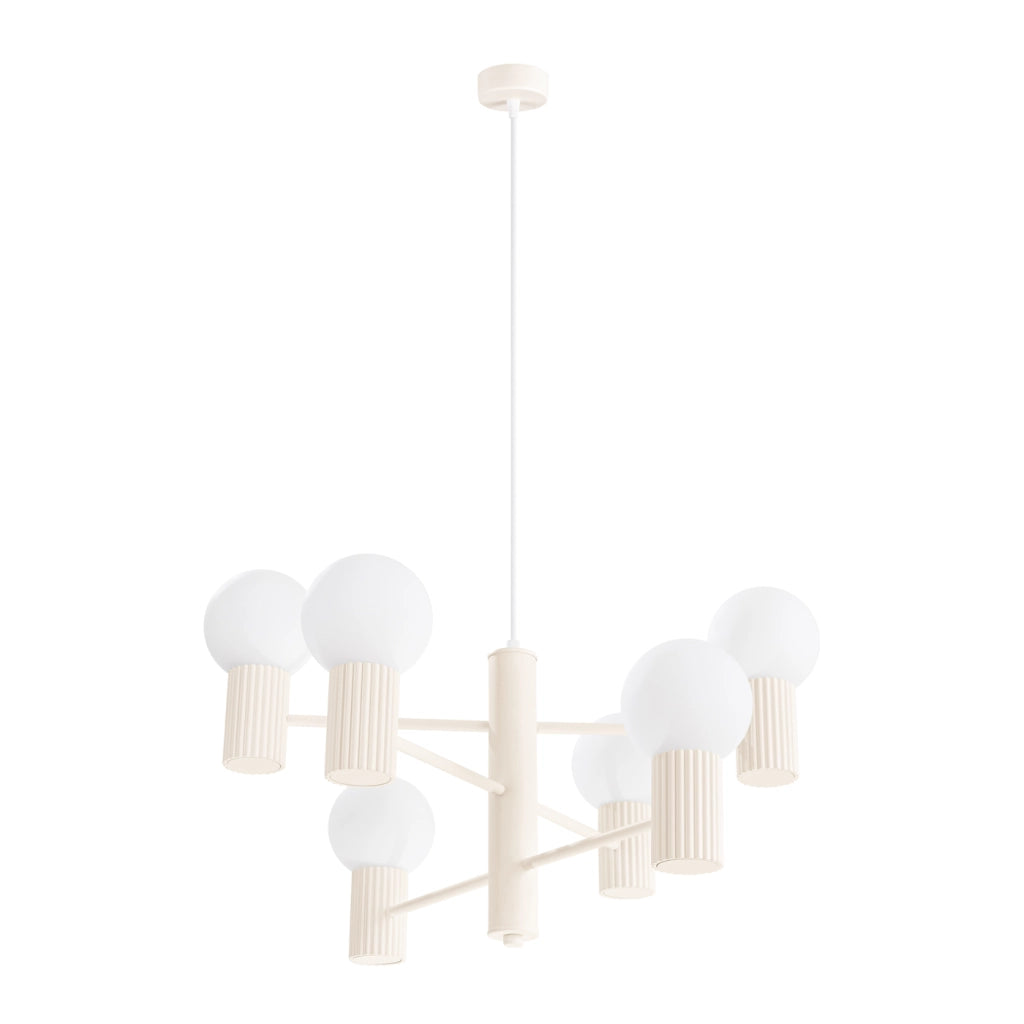 Lampadario HALO beige con sfere bianche 6xG9 Sollux