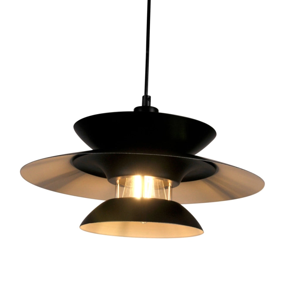 Lampada a sospensione Berit nera metallo Ø35 E27 Polux