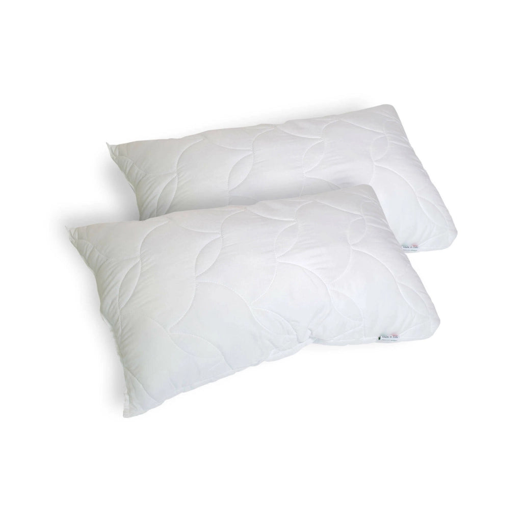 Talamo Italia coppia di cuscini per Salvia, 100% Made in Italy, Guanciali in fiocco di Memory foam forato, Anallergico e Traspirante, 73x44xh14 cm