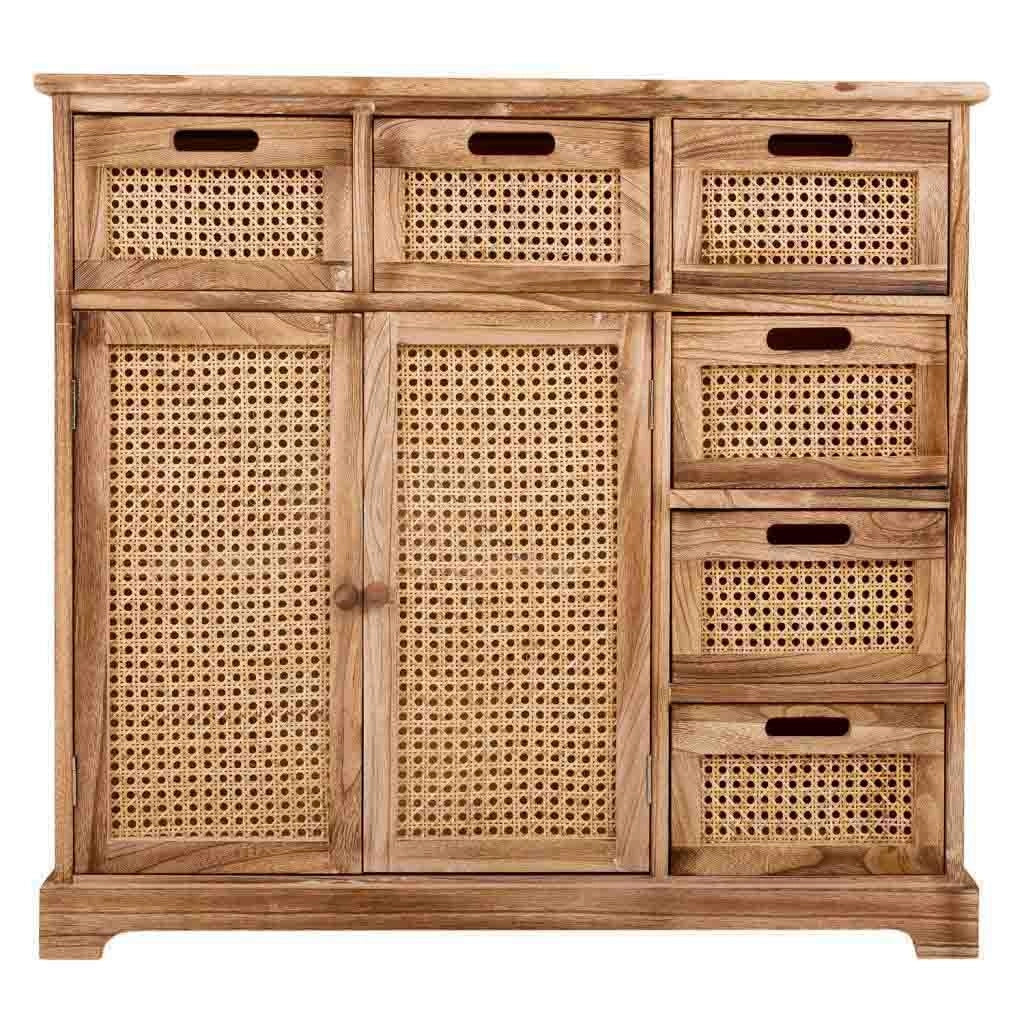 Credenza in legno e rete marrone 86x33x78,5h