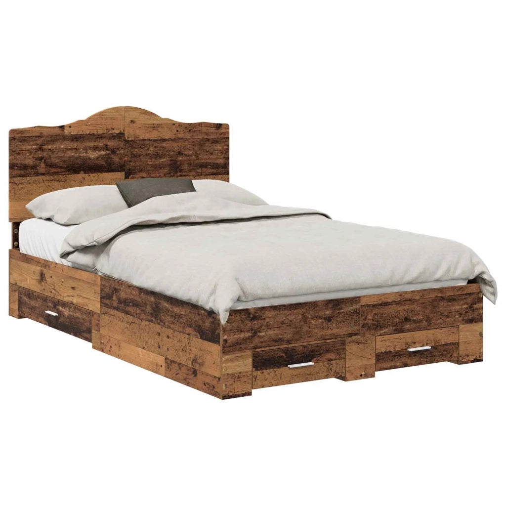 Letto matrimoniale | Letto per adulti | Struttura del letto con testiera Legno vecchio 120 x 190 cm