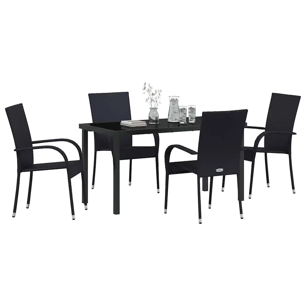 Set da Pranzo per Giardino 5 pcs Nero 3379403