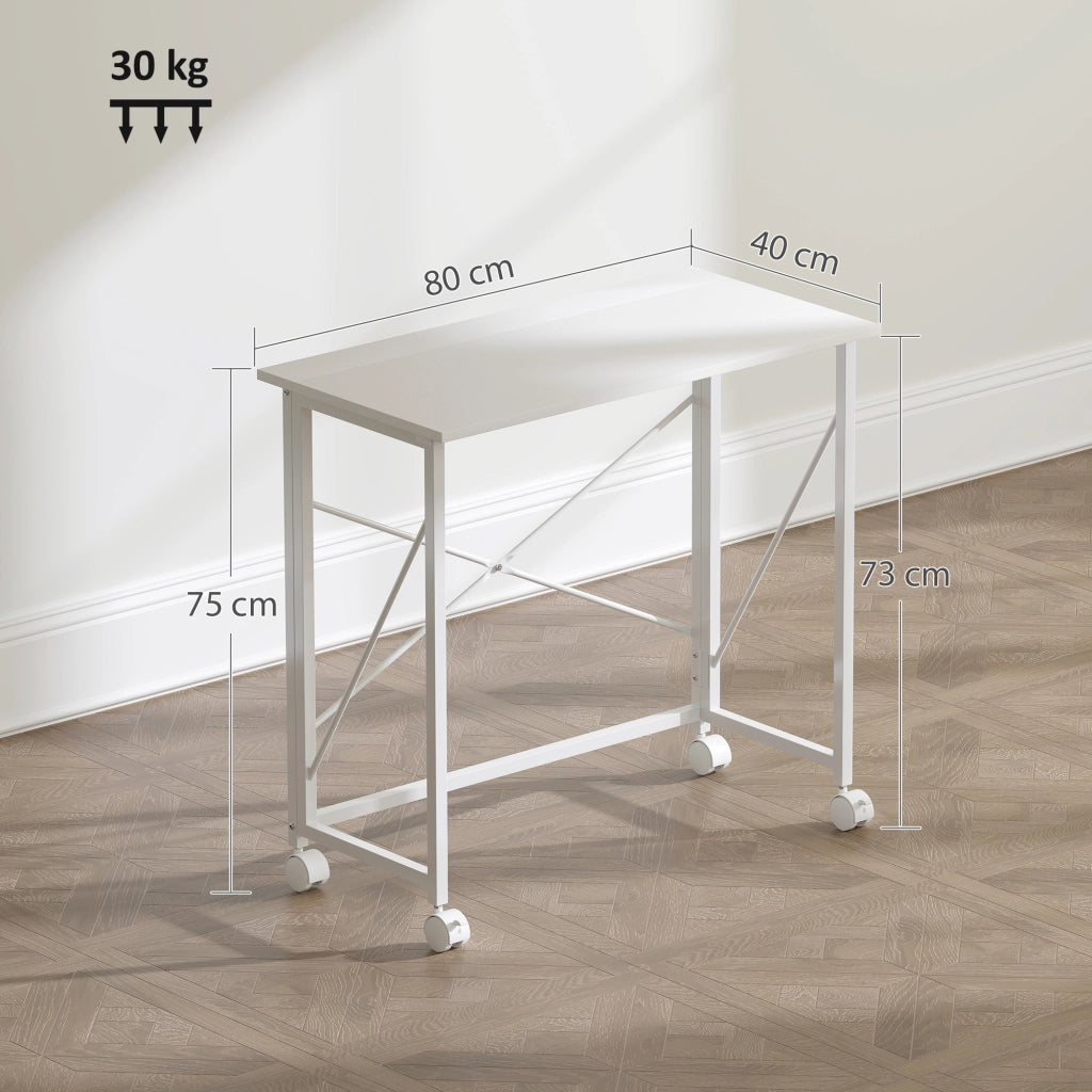 Scrivania pieghevole per computer con ruote ¨C Minimal ¨C bianco 80x40 cm