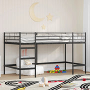 Struttura del letto loft per bambini-Giroletto per bambini Nero 107 x 200 cm Acciaio