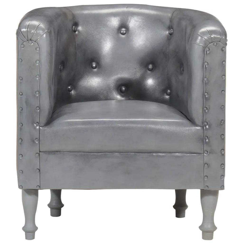 Poltrona Cabriolet Grigia in Vera Pelle 286594