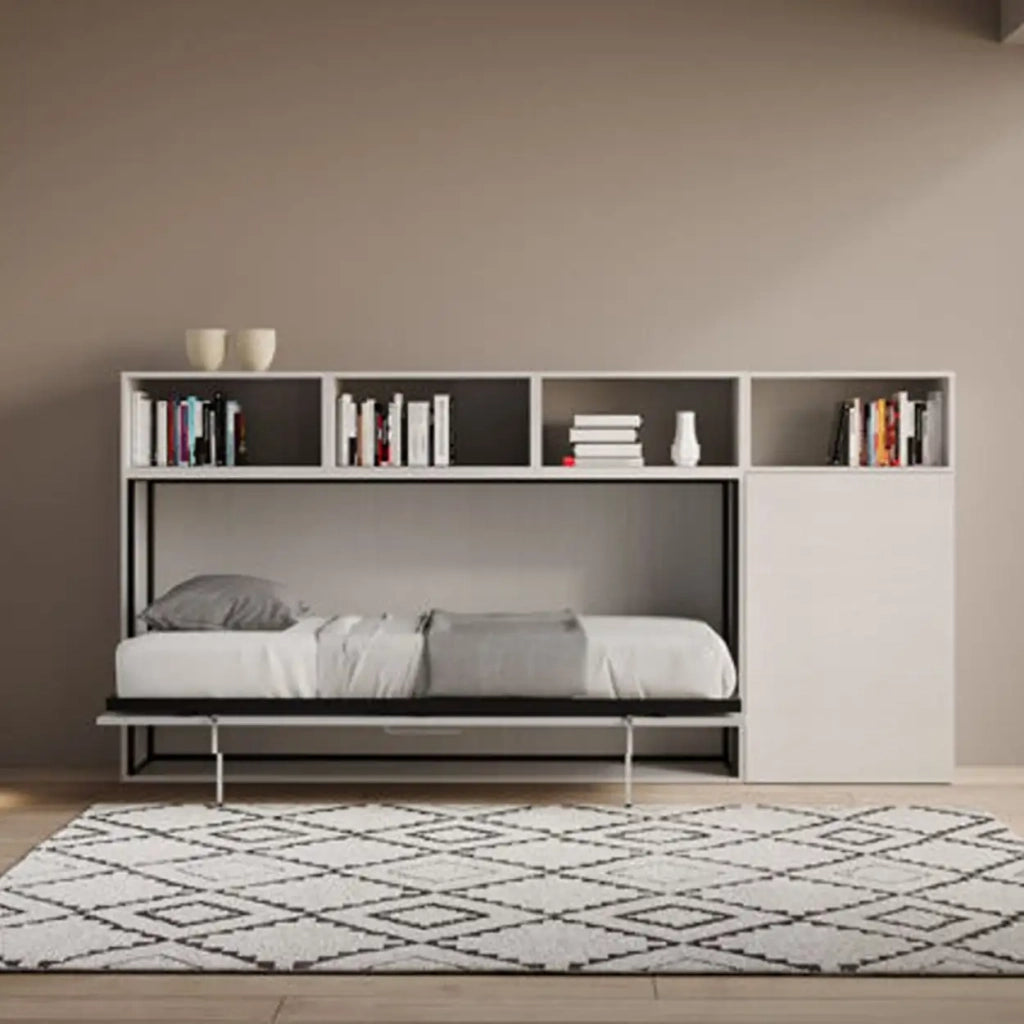 Letto singolo a scomparsa Kando comp.A bianco frassino