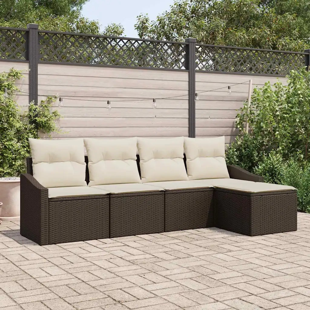 Set di divani con cuscino 5 pcs Marrone polyrattan 3346678