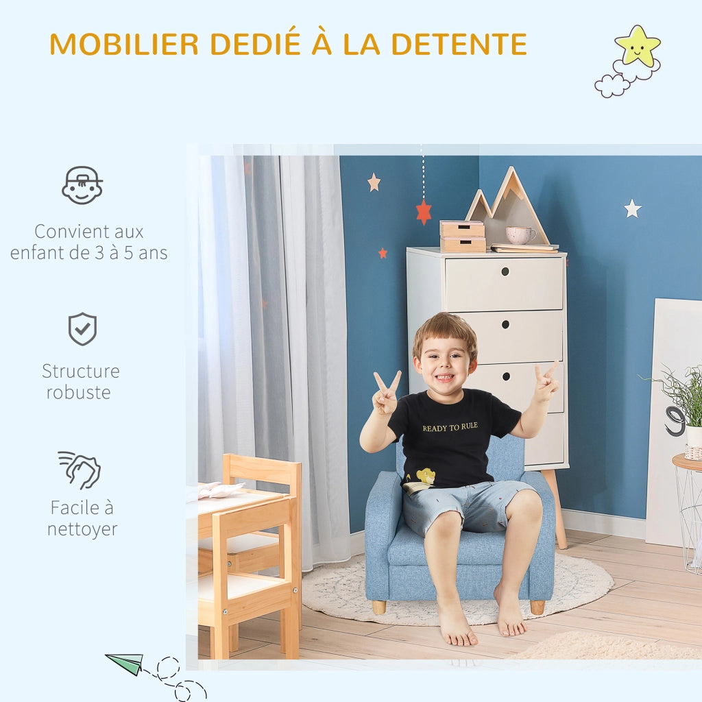 Poltrona per Bambini ¨C Minimal ¨C Blu, Tessuto, Legno