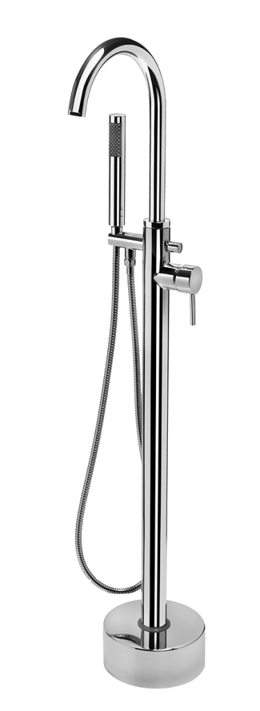 Zeda floor-mounted bath mixer with diverter and hand shower included