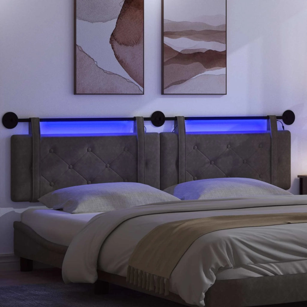 Testiera sospesa Con luce LED Nero PU Antico 3424268