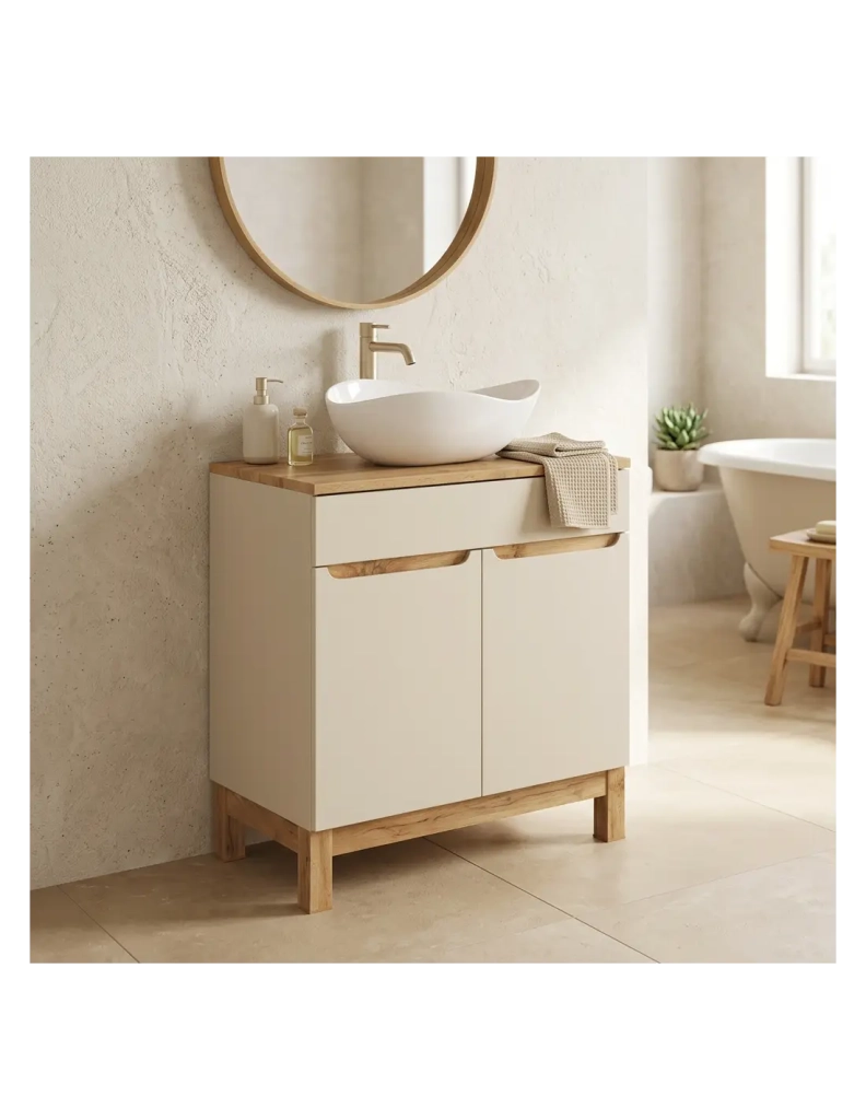 Piano per lavabo ICON 80,6 cm in MDF effetto rovere Wotan