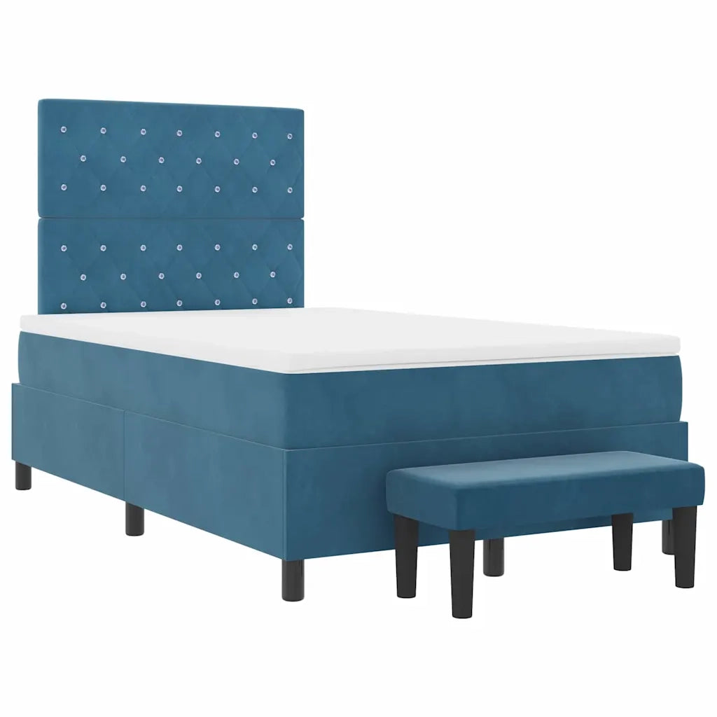Letto a molle con materasso Blu scuro 120 x 200 cm Velluto