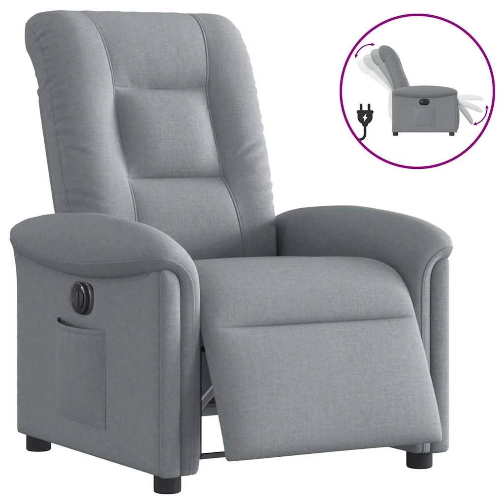 Poltrona | Sedia Relax Elettrica Reclinabile Grigio Chiaro in Tessuto