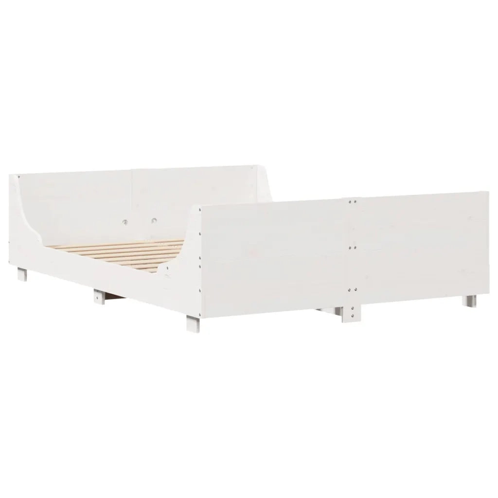 Letto senza Materasso-Struttura Letto Bianco 135x190 cm Legno Massello di Pino 669988
