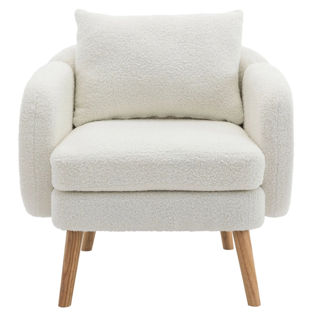 Poltrona singola in tessuto teddy con cuscino; 71x72x71 cm; bianco