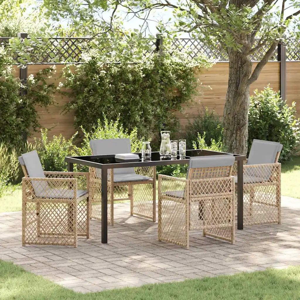 Set da Pranzo per Giardino 5 pcs Beige polyrattan