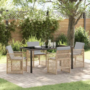 Set da Pranzo per Giardino 5 pcs Beige polyrattan
